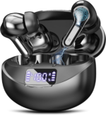 Wireless Earbuds, Sports Bluetooth Headphones, 80Hrs Playtime Ear Buds with LED Power Display, Noise Canceling Headset, IPX7 Waterproof Earphones for Workout/Running