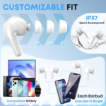 Wireless Earbuds, Sports Bluetooth Headphones, 80Hrs Playtime Ear Buds with LED Power Display, Noise Canceling Headset, IPX7 Waterproof Earphones for Workout/Running - Image 6