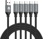 USB Type-C to A Cable 5pack 6ft Braided Fast Charging 3A Quick Charger Cord, 6 Foot Compatible iPhone 17/17 Pro/16e/16/15 Pro Max,Samsung Galaxy S10 S9 S8 Plus, Note 10 9 8, LG V50 V40 G8 G7