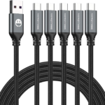 USB Type-C to A Cable 5pack 6ft Braided Fast Charging 3A Quick Charger Cord, 6 Foot Compatible iPhone 17/17 Pro/16e/16/15 Pro Max,Samsung Galaxy S10 S9 S8 Plus, Note 10 9 8, LG V50 V40 G8 G7